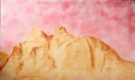 Berglandschap onder roze hemel - Afbeelding 2