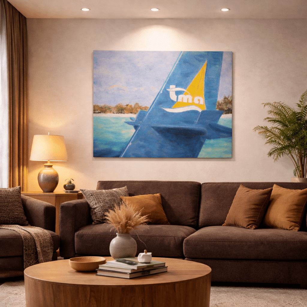 Malediven schilderij watervliegtuig
