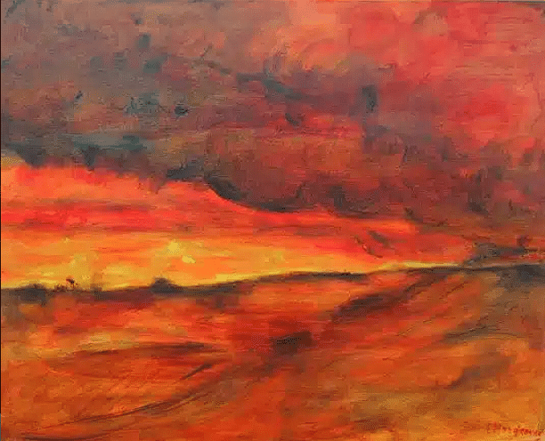 Rood oranje landschap bij ondergaande zon AR Preview